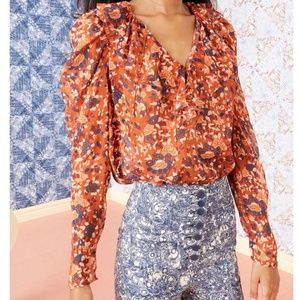 ULLA JOHSNON - Silk Ruffle Long-Sleeve Astrid Blouse (Size 2)